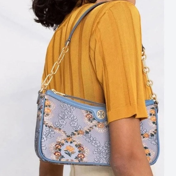 New✨tory burch T monogram brocade studio crossbody bag - Picture 11 of 16